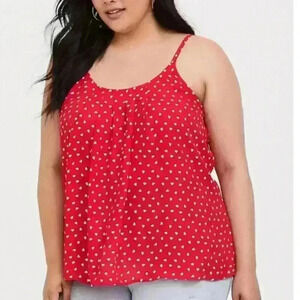 Torrid Red and White Heart Strappy Tank Cami 3 3X 22/24
